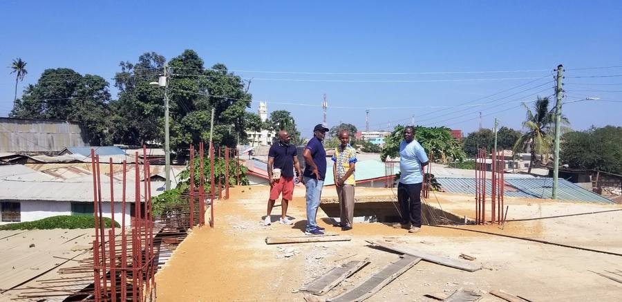 GDP Multiplex Center interior construction — excavation inside the hall, Mombasa