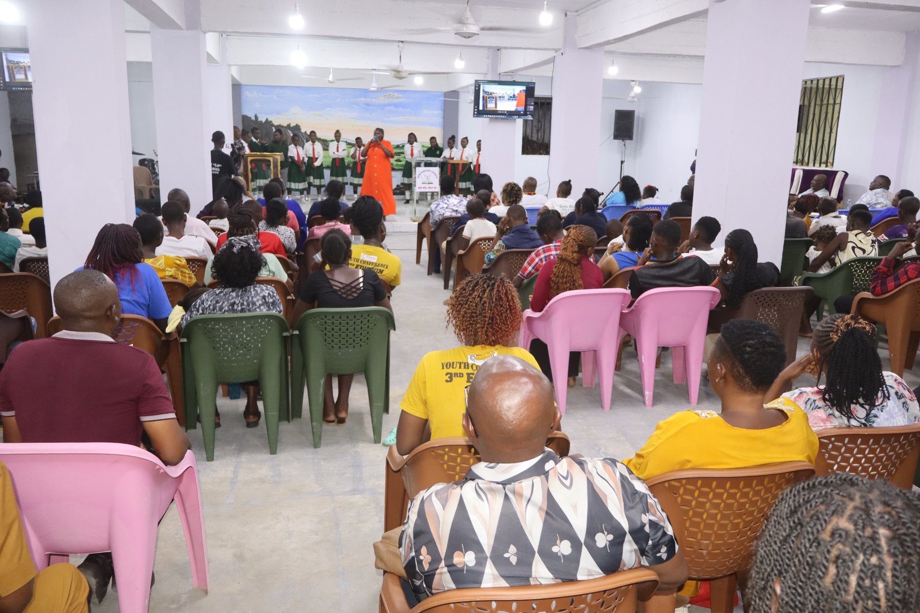 A large gathering seated inside the GDP Mombasa Multiplex Center auditorium
