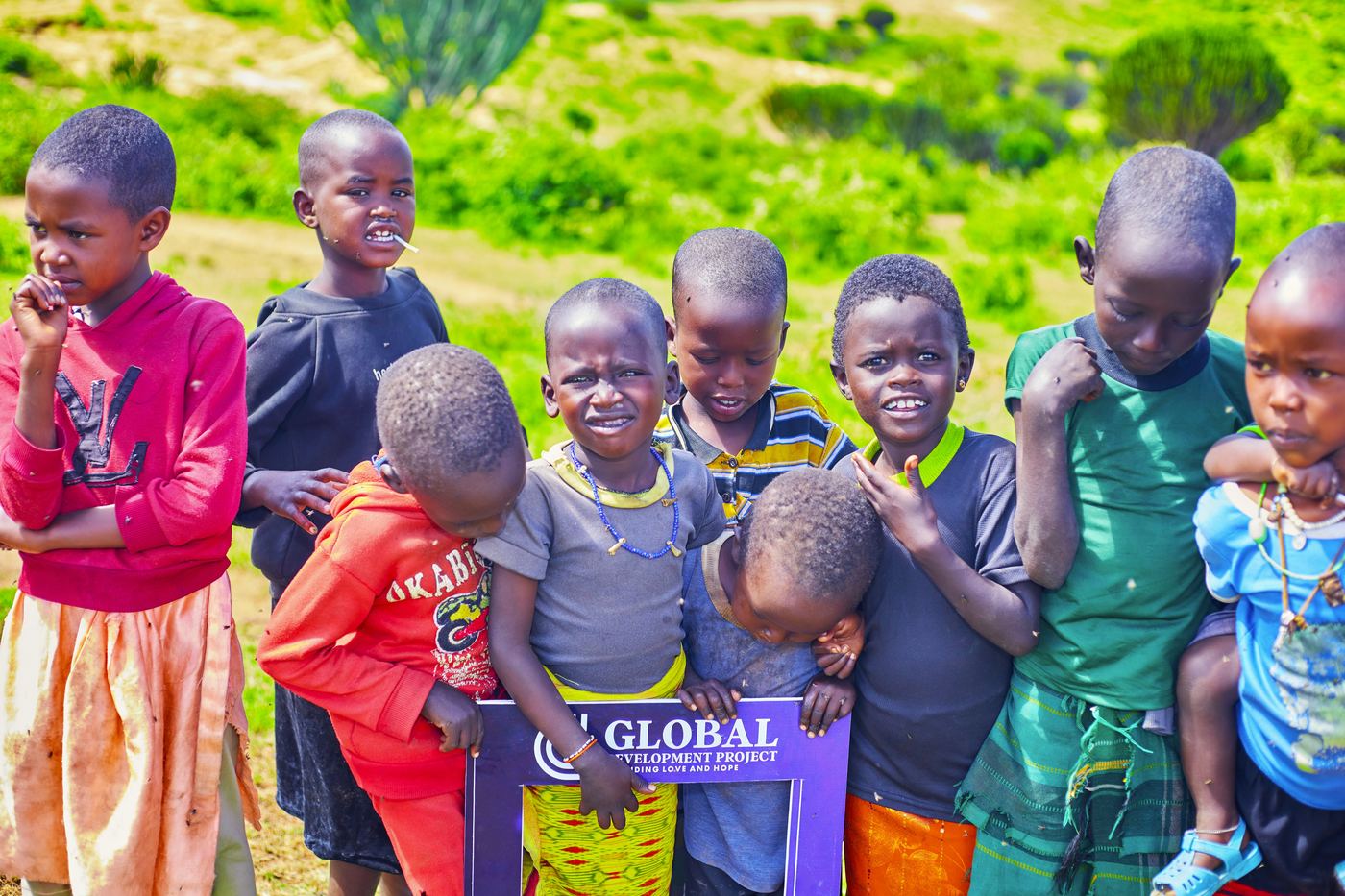 Children gathered at a GDP Kenya field event in Samburu