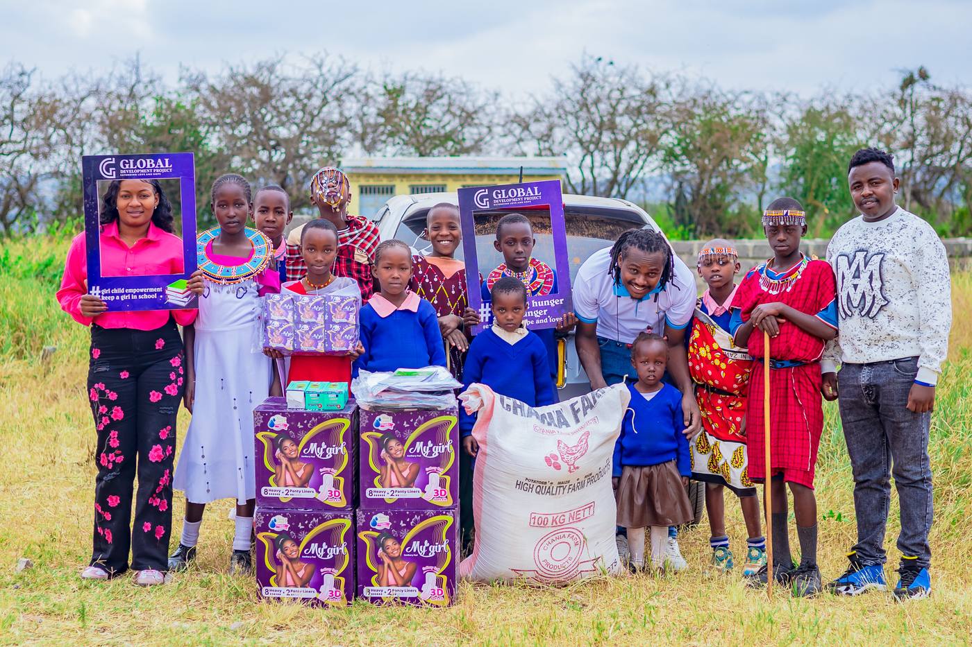 GDP team with Samburu children and donated supplies
